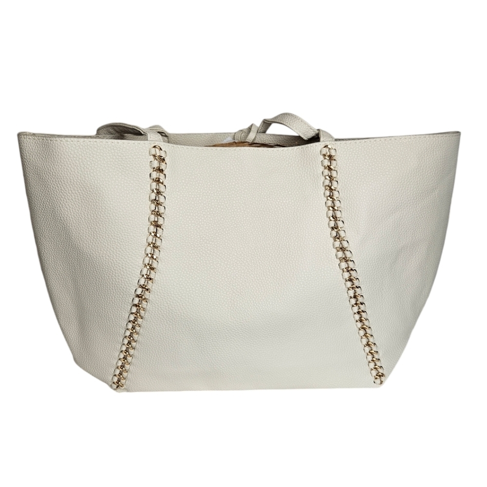 Badgley Mischka Tote Cream Gold Hardware NWT
